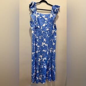 London Times Blue and White Dress